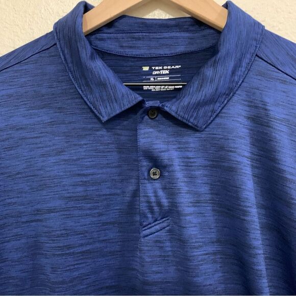 TEK GEAR DriTek Polo Men’s XL Blue Black Heather Short Sleeve Two Button. - Picture 3 of 11